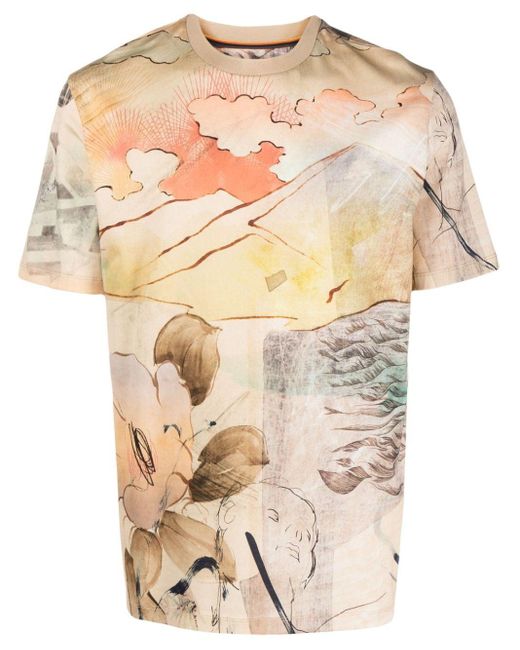 Paul Smith Natural Illustration-print Cotton T-shirt for men