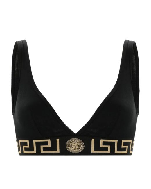 Soutien-Gorge Greca Border À Bonnets Triangles Versace en coloris Black