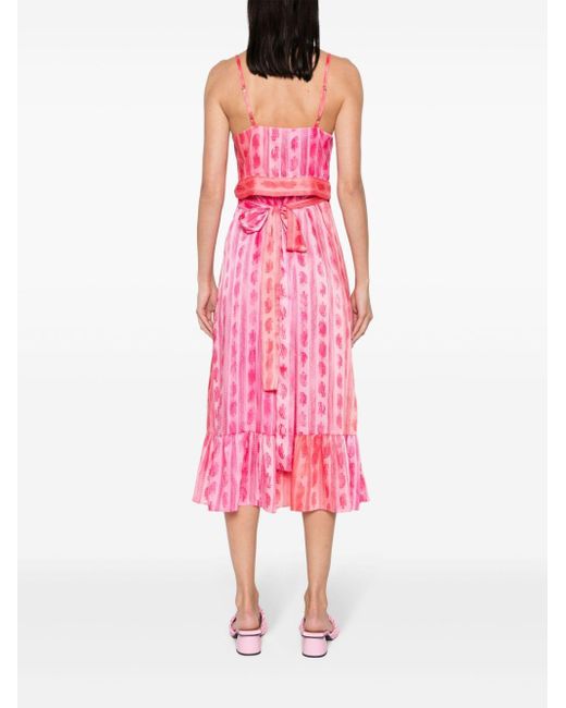 Vestido largo con diseño cruzado Sandro de color Pink