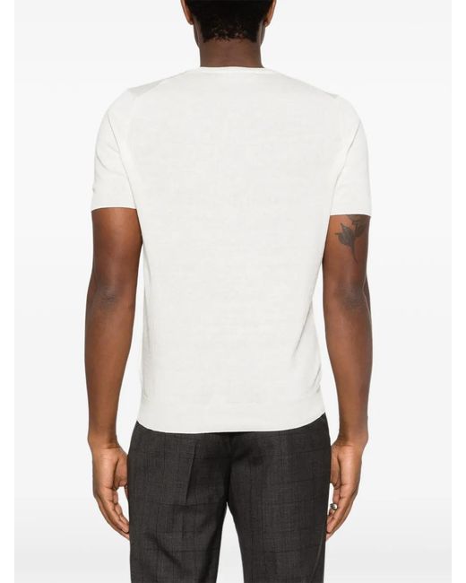 Tagliatore White Crew-Neck Short-Sleeve T-Shirt for men