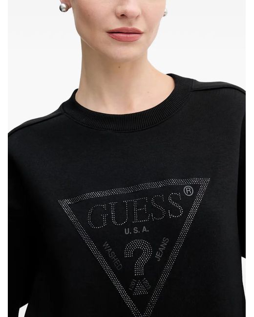 Guess Black Embellished-Logo Sweatshirt