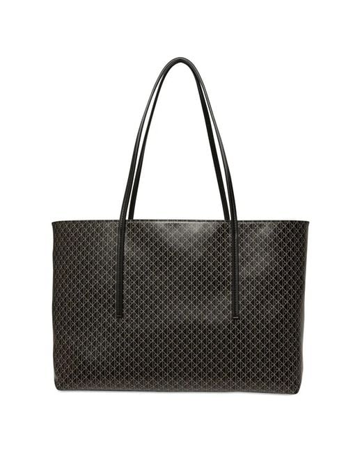 Calvin Klein Black Monogram-Pattern Logo-Plaque Tote Bag