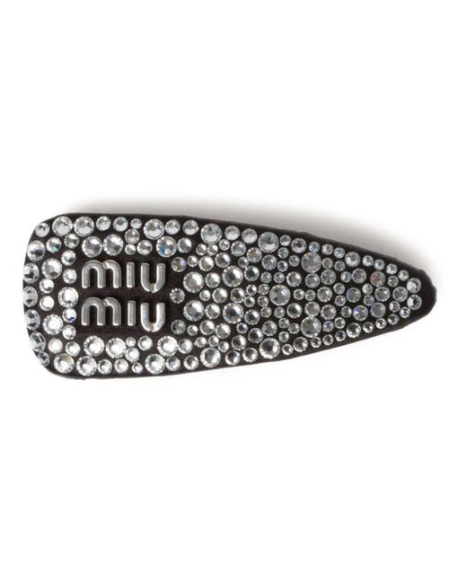 Miu Miu Duchesse Crystal-embellished Hair Clip in Black | Lyst display picture 3