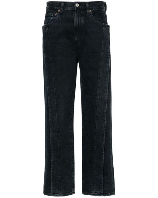 Agolde Blue Fold High-rise Straight Jeans