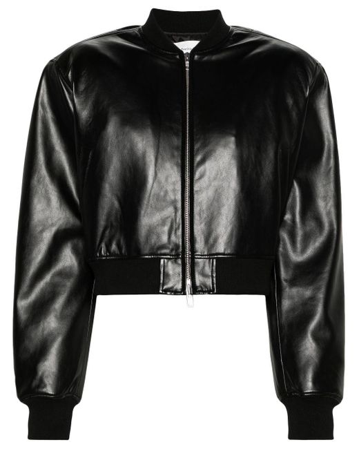 Frankie Shop Black Micky Faux-leather Bomber Jacket - Women's - Polyester/polyurethane