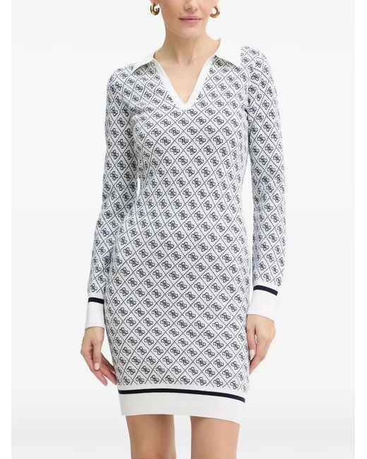 Guess Gray Monogram V-neck mini dress