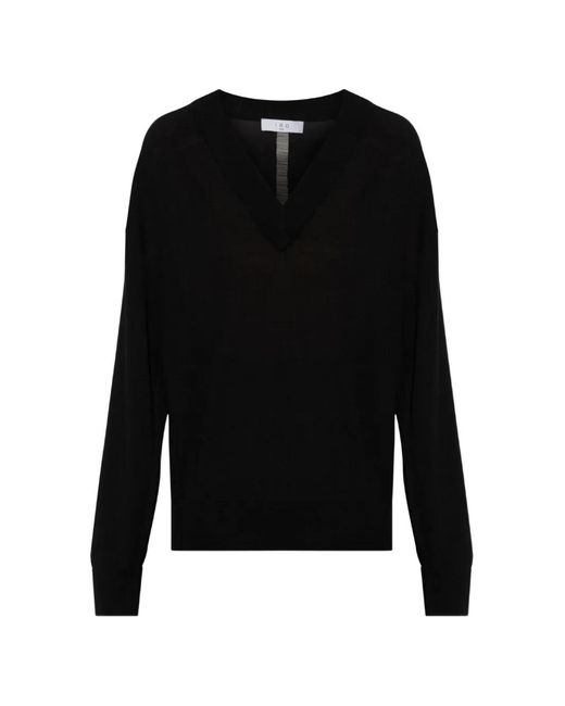 IRO Black Imagine Ladder-Stitch V-Neck Sweater