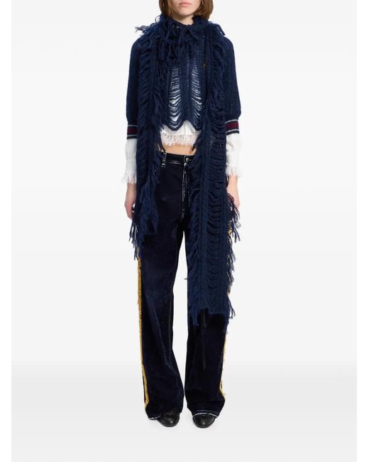 Sciarpa Con Frange di Ann Demeulemeester in Blue