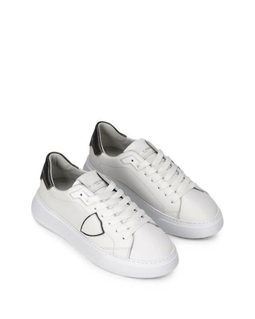 Philippe Model White Temple Low Leather Sneakers