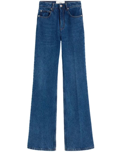 AMI Blue Ausgestellte High-Waist-Jeans