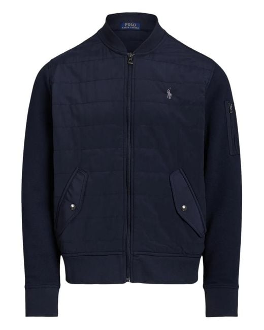 Polo Ralph Lauren Blue Panel-Design Zip-Fastening Bomber Jacket for men