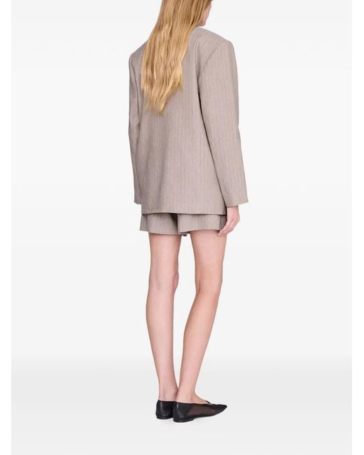 Anine Bing Gray Blazer Quinn À Fines Rayures