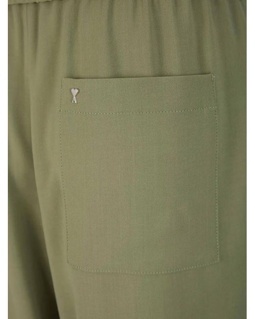 AMI Green Virgin Wool Shorts for men