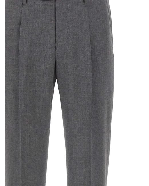 Devore Gray Front-Pleats Cuffed Trousers for men