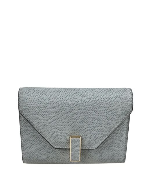 Valextra Gray Iside Metallic-Plaque Wallet