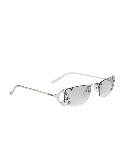 Prada Metallic Rectangle-Frame Sunglasses