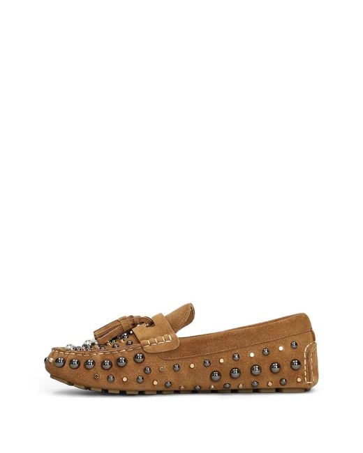 strategia shoes Brown Mykonos Studded Tassel Loafers