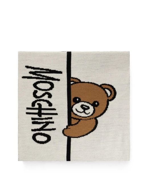 Moschino White Teddy Bear Scarf