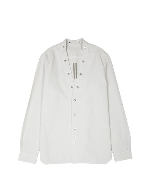 Rick Owens White Larry Long-Sleeve Shirt for men