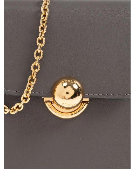 Furla Gray Chain-Strap Spherical-Clasp Bag