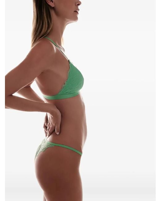 LoveStories Green Lace-Trimmed Thong