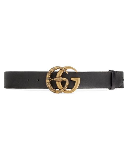 Gucci Double G Snake Buckle Belt in Black for Men | Lyst