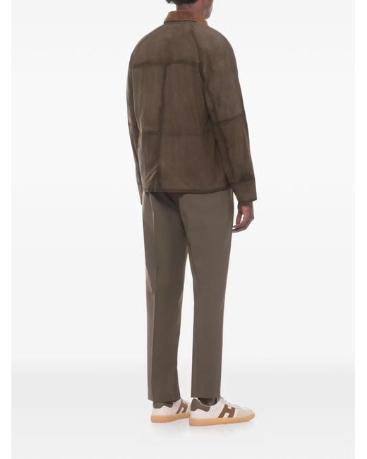 The Jack Leathers Brown Norfolk Corduroy-Collar Suede Jacket for men