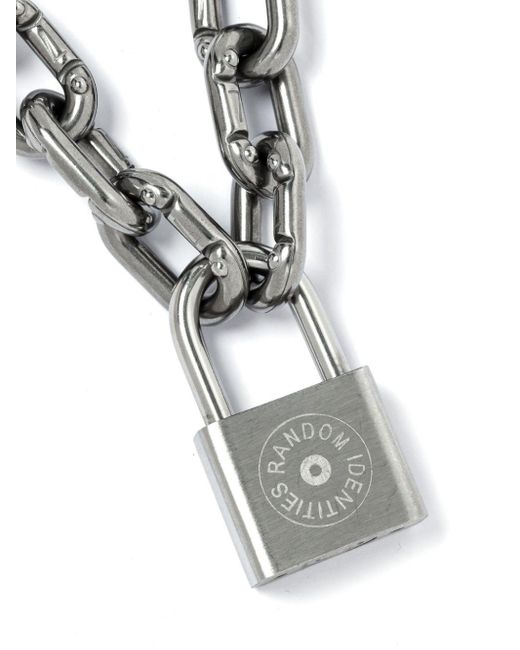 Random Identities White Padlock-detail Cable-link Chain Necklace for men