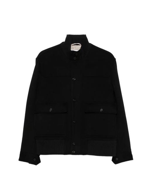 Lardini Black Button-Up Bomber Coat for men