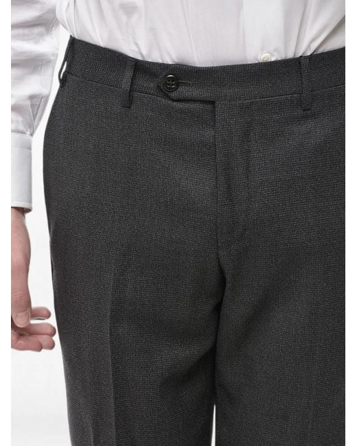 Corneliani Gray Academy Pressed-Crease Trousers for men