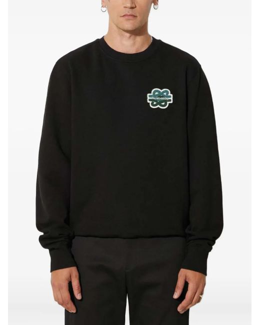 Filling Pieces Black Embroidered-Logo Sweatshirt