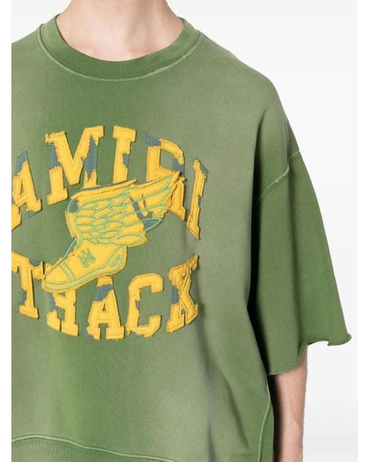 Amiri Green Crew-Neck Short-Sleeve Sweatshirt for men