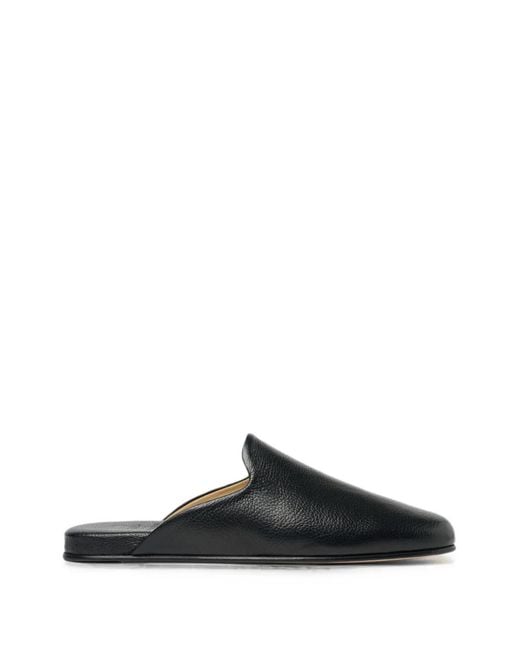 Scarosso Black Atlas Rravel Leather Slippers