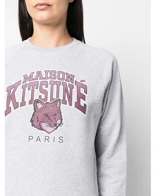 Maison Kitsuné White Fox-Motif Mélange-Effect Cotton Jumper