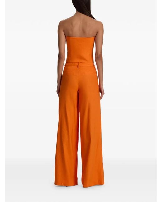 Alice + Olivia Orange Strapless Button-Down Top