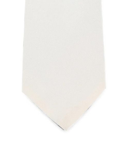 Corneliani White Silk Pointed-Tip Tie for men