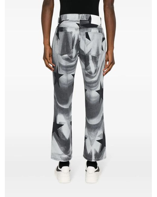 Liberal Youth Ministry Gray Photograph-Print Cotton Cropped Jeans for men
