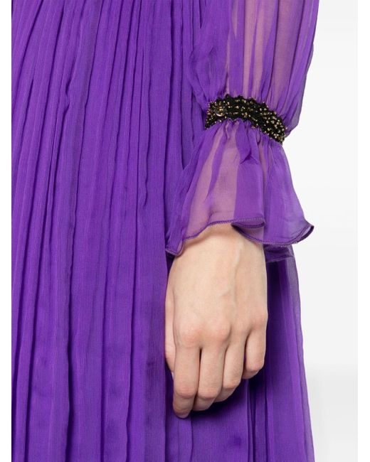 Vestido midi con aplique de cuentas Nissa de color Purple