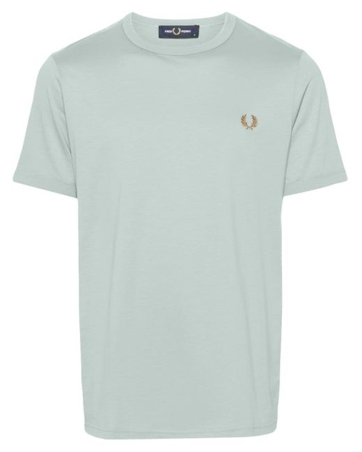 Fred Perry Blue Logo-embroidered Cotton T-shirt for men