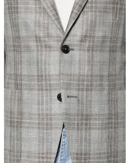 Zegna Gray Checked Single-Breasted Blazer for men