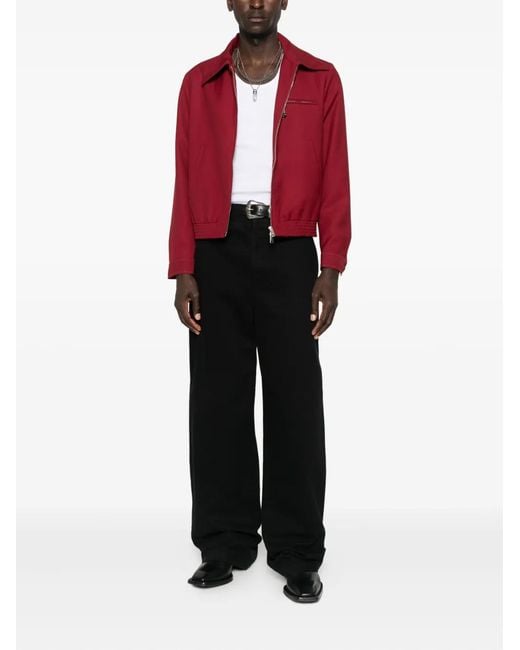 Second/Layer Red Zip-Fastening Stitched-Detail Jacket for men