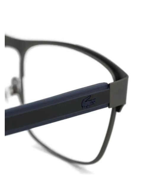 Lacoste Gray Matte-Finish Rectangle-Frame Glasses for men