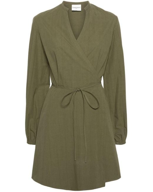 Claudie Pierlot Poplin Wrap Short Dress in Green | Lyst UK