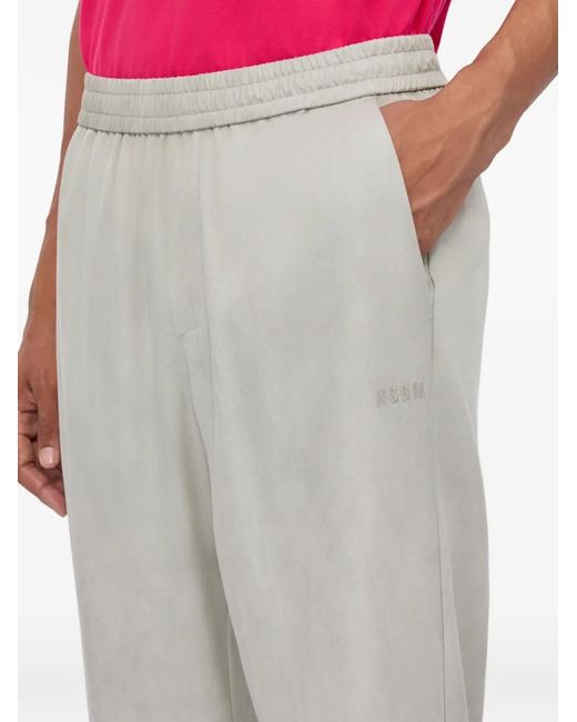 MSGM Gray Logo-Detail Waistband Track Pants for men