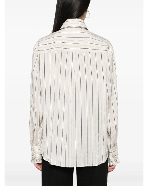 Stella McCartney White Striped Ruffled Shirt