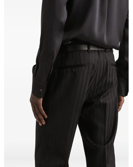 Dolce & Gabbana Black Striped-Pattern Trousers for men
