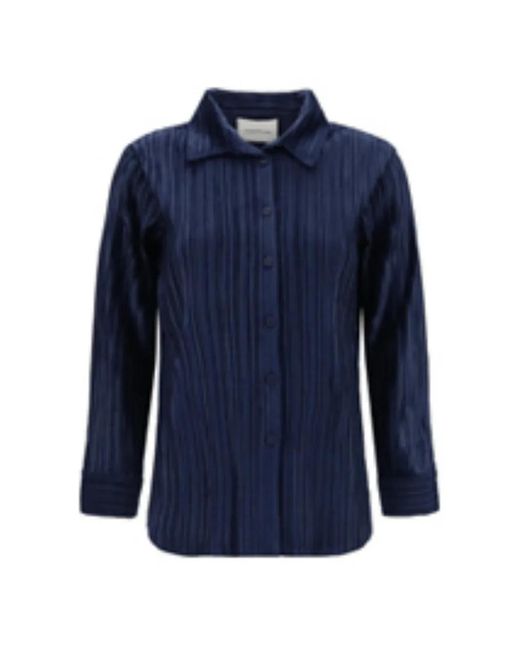 GONGDID DESIGN Blue Plissé-Effect Long-Sleeve Shirt