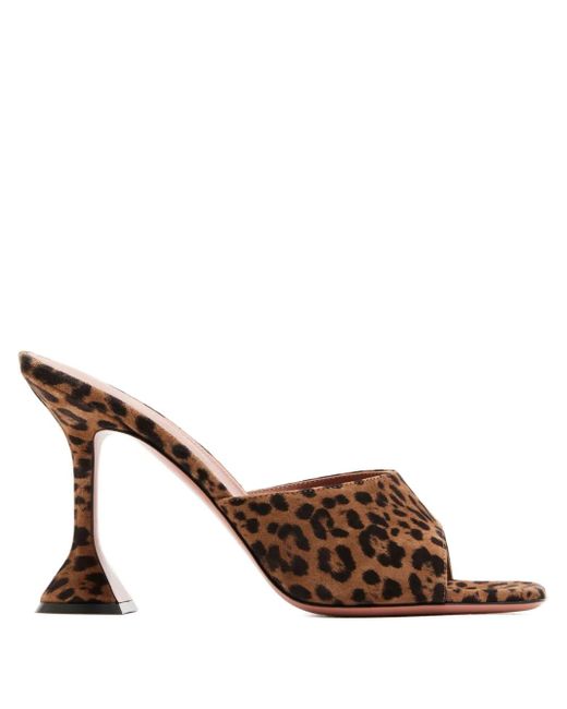 AMINA MUADDI レオパード サンダル 95mm Brown
