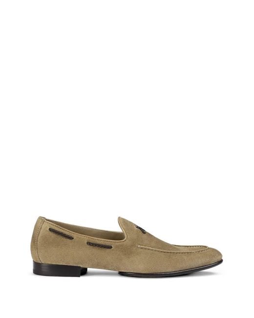 Doucal's Natural Braided-Lace Suede Loafers for men