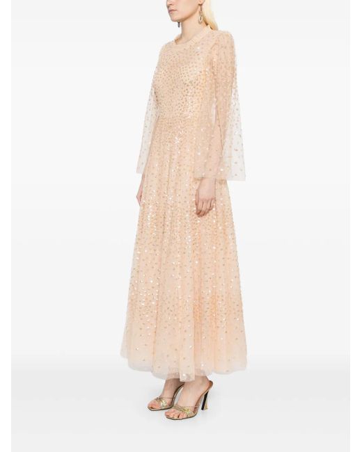 Needle & Thread Natural Sequin Dress